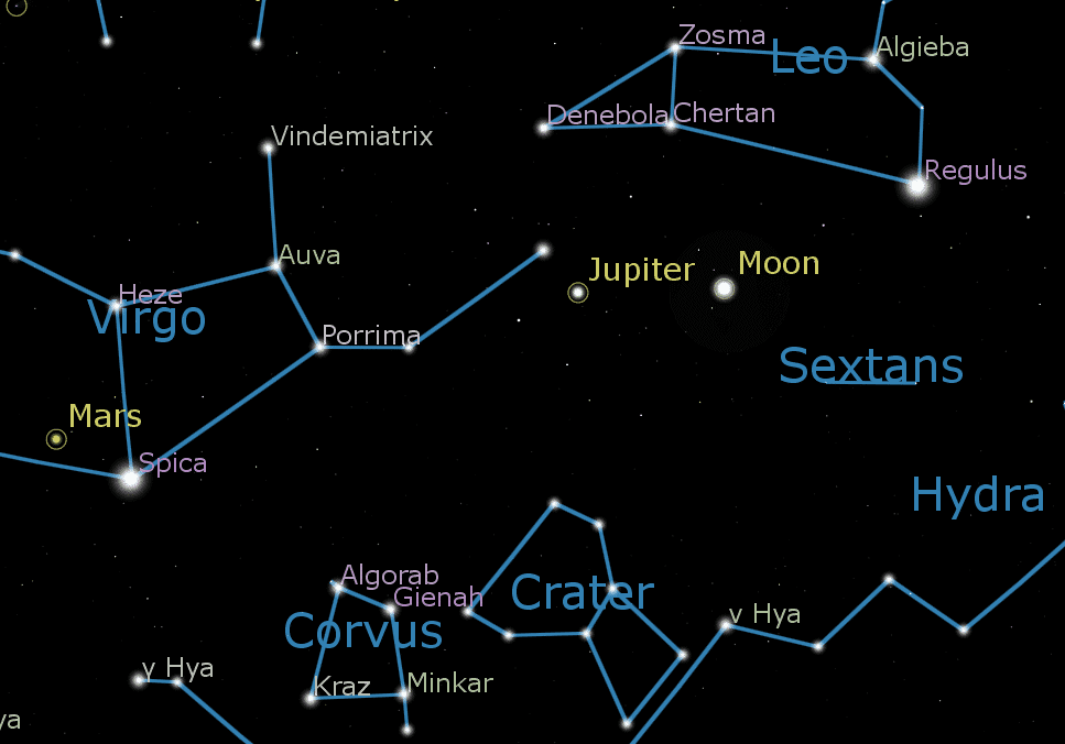 Constellations and stars in the night sky