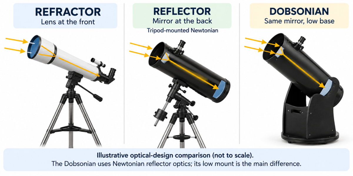 refractor vs reflector vs dobsonian